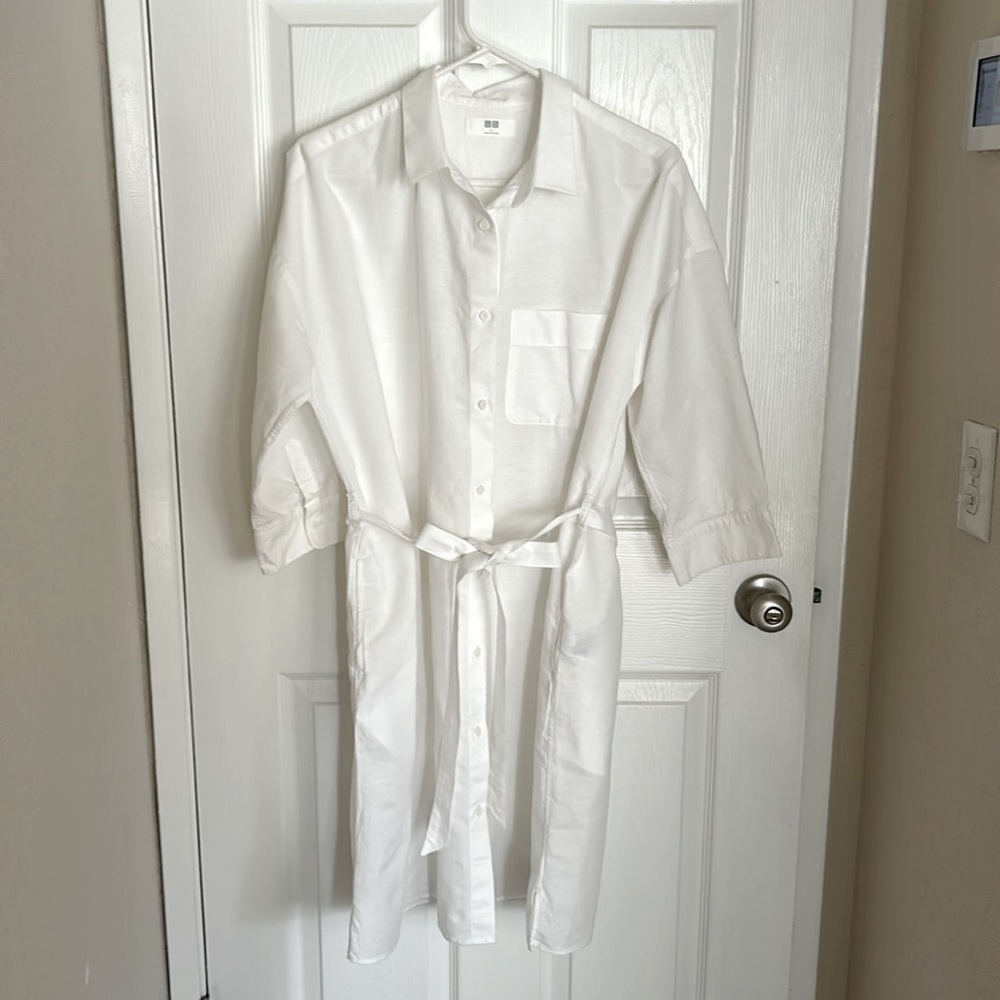 White Uniqlo Linen Dress